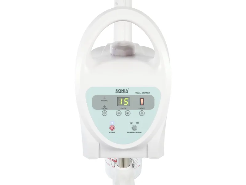 Βαπέρ αισθητικής SONIA H1107 με ψηφιακό χειρισμό και όζον. Επαγγελματική συσκευή ατμού προσώπου για βαθύ καθαρισμό, αποτοξίνωση και προετοιμασία του δέρματος. Ιδανικό για spa και αισθητικούς.