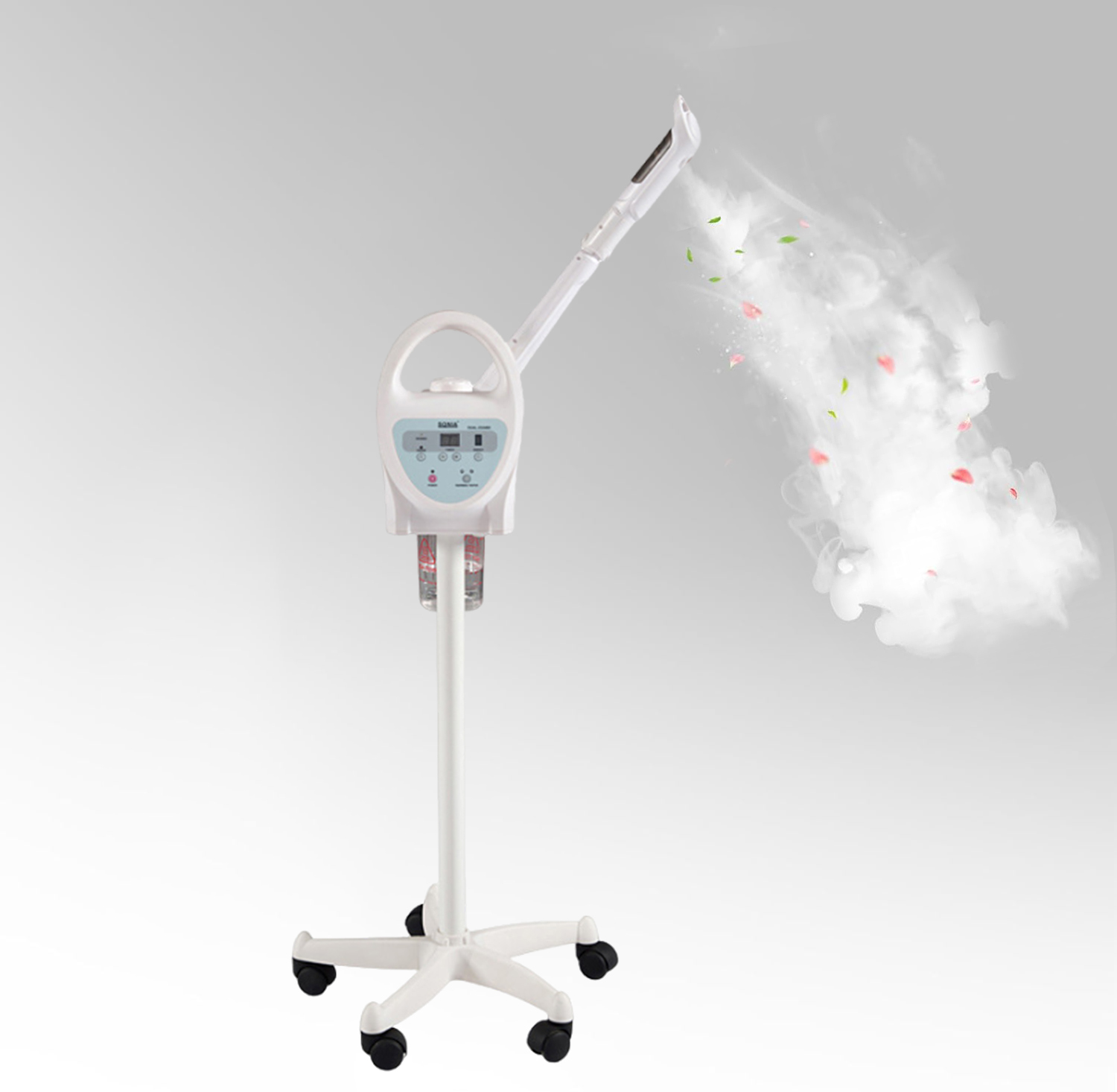 Βαπέρ αισθητικής SONIA H1107 με ψηφιακό χειρισμό και όζον. Επαγγελματική συσκευή ατμού προσώπου για βαθύ καθαρισμό, αποτοξίνωση και προετοιμασία του δέρματος. Ιδανικό για spa και αισθητικούς.